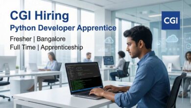 CGI Apprentice Python Developer Fresher Job in Bangalore